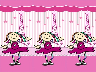 铁塔女孩 欧美儿童卡通家纺被套设计 外贸工业品插画设计